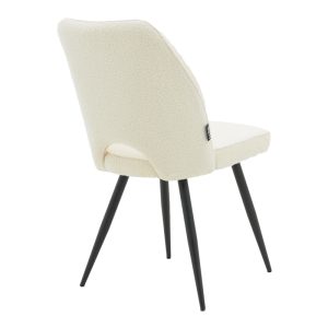 Καρέκλα Renish pakoworld μπουκλέ λευκό-μεταλλικό μαύρο πόδι 49x59x86εκ