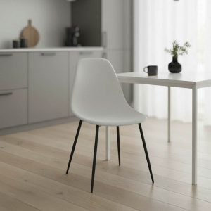 Καρέκλα Ballen pakoworld pp λευκό με μαύρα μεταλλικά πόδια 41.5x53x84.5εκ