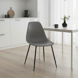 Καρέκλα Ballen pakoworld pp ανθρακί με μαύρα μεταλλικά πόδια 41.5x53x84.5εκ