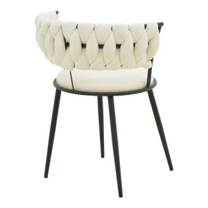 Πολυθρόνα Alkia I pakoworld ύφασμα σε εκρού απόχρωση- πόδι μαύρο μέταλλο 57x58.5x72εκ