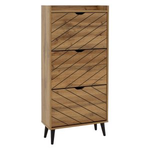 Παπουτσοθήκη Thelma pakoworld 12 ζεύγων oak 60x23.8x131.6εκ