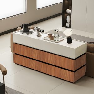 Συρταριέρα Sonlen pakoworld mdf σε καρυδί-μπεζ απόχρωση 120x40x72εκ