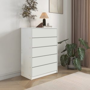 Συρταριέρα Kuanger pakoworld mdf σε λευκή απόχρωση 80x40x109εκ