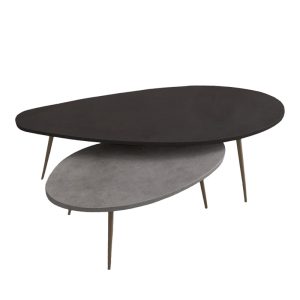 Τραπέζι σαλονιού Monty pakoworld 2 τεμ. σε απόχρωση σε μαύρο-γκρι απόχρωση 116x46x46εκ