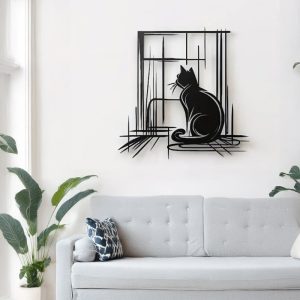 Διακοσμητικό τοίχου Caten pakooworld μαύρο μεταλλικό 50x0,15x50εκ