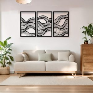 Διακοσμητικό τοίχου Ocena pakooworld σετ 3τεμ μαύρο μεταλλικό 30x0,15x50εκ