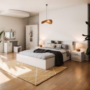 Κομοδίνο OLYMPUS pakoworld με 2 συρτάρια χρώμα σε λευκή απόχρωση 47.5x40.5x40.5εκ