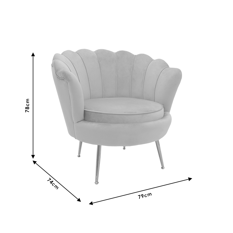 Πολυθρόνα Daimon pakoworld βελούδο γκρι-χρυσό 79x74x78εκ - Image 6