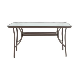 Τραπέζι Ensure pakoworld μέταλλο καφέ-γυαλί 120x70x70εκ