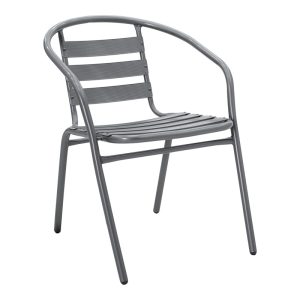 Tραπεζαρία Watson-Tade pakoworld σετ 3τεμ μέταλλο ανθρακί-γυαλί Φ60x70εκ