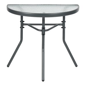 Τραπέζι ημικυκλικό Bion pakoworld γυαλί-μέταλλο σε ανθρακί απόχρωση 70x40x65εκ