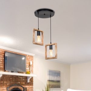 Φωτιστικό οροφής δίφωτο Isolate pakoworld Ε27 καρυδί Φ43x83εκ