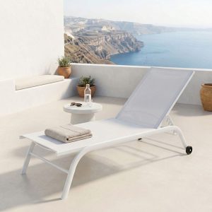 Ξαπλώστρα Jaipur pakoworld αλουμίνιο λευκό-textilene λευκό