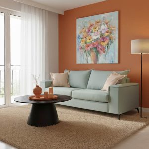 Καναπές Verona pakoworld 3θέσιος μέντα ύφασμα με μαξιλάρια σε κρεμ απόχρωση 225x93x100εκ