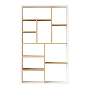 Βιβλιοθήκη Boteca 10θέσεων pakoworld σε oak-λευκή απόχρωση 75x22x123.6εκ
