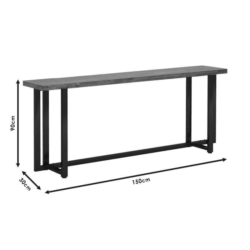 Κονσόλα Dice pakoworld μασίφ ξύλο πεύκου καρυδί-μαύρο 150x30x90εκ - Image 2