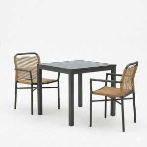 Τραπεζαρία Kliton-Clutch σετ 3τεμ pakoworld αλουμίνιο σε ανθρακί απόχρωση 80x80x74εκ