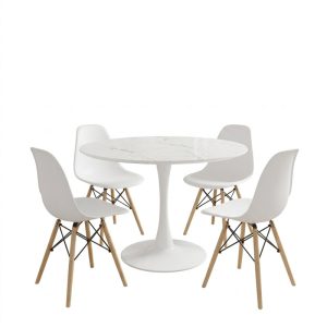 Τραπεζαρία Julita-Balou pakoworld σετ 5τεμ pp-mdf λευκo Φ100x73εκ