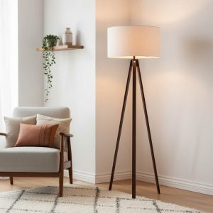 Φωτιστικό δαπέδου PWL-1059 pakoworld Ε27 καρυδί-μπεζ Φ38x140εκ