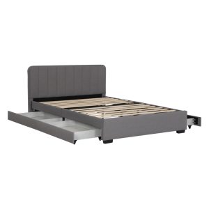 Κρεβάτι Veloty pakoworld ύφασμα ανθρακί με συρτάρια 150x200εκ