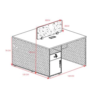 Γραφείο εργασίας επαγγελματικό 2 θέσεων Dakota pakoworld σε καρυδί-ανθρακί απόχρωση 120x120x76εκ