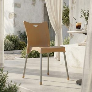 Καρέκλα Crafted pakoworld PP cappucino-αλουμίνιο γκρι