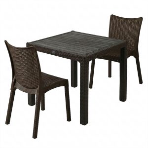 Τραπεζαρία Explore-Confident pakoworld σετ 3τεμ PP καφέ 90x90x73,5εκ