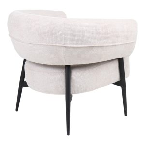 Πολυθρόνα Penfel pakoworld ύφασμα σε κρεμ απόχρωση με πόδι μαύρο μέταλλο 85x72x73εκ