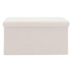 Σκαμπό-μπαούλο Forward pakoworld ύφασμα μπουκλέ ivory 76.5x38x37.5εκ