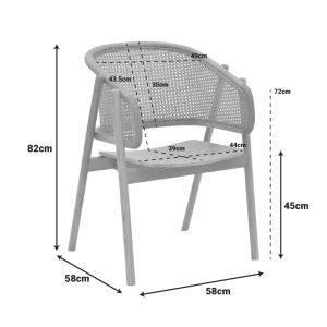 Πολυθρόνα Wenzy pakoworld φυσικό Rattan - μασίφ ξύλο toon 58x58x82εκ