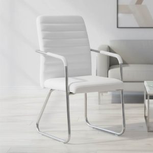 Καρέκλα επισκέπτη Sefine pakoworld λευκό pu-πόδι χρωμίου 53x45x97εκ