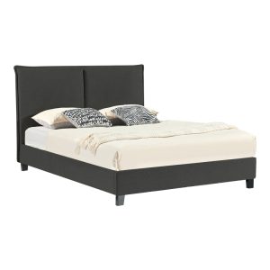 Κρεβάτι διπλό Majus pakoworld ύφασμα ανθρακί 160x200εκ