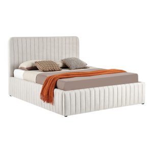 Κρεβάτι διπλό Zilin pakoworld ύφασμα μπεζ με αποθηκευτικό χώρο 160x200εκ