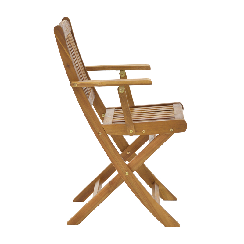 Τραπεζαρία Recofly-Carpuva pakoworld σετ 3τεμ πτυσσόμενο φυσικό μασίφ ξύλο ακακίας Φ70x74εκ - Image 7