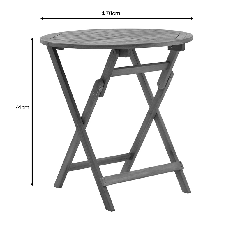 Τραπεζαρία Recofly-Carpuva pakoworld σετ 3τεμ πτυσσόμενο φυσικό μασίφ ξύλο ακακίας Φ70x74εκ - Image 8