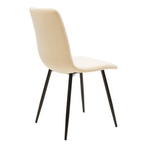 Καρέκλα Noor pakoworld μπεζ βελούδο με πόδι μετάλλου σε μαύρη απόχρωση 44x53x86εκ