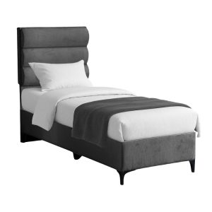 Κρεβάτι Limit pakoworld ύφασμα σε ανθρακί απόχρωση 90x200εκ