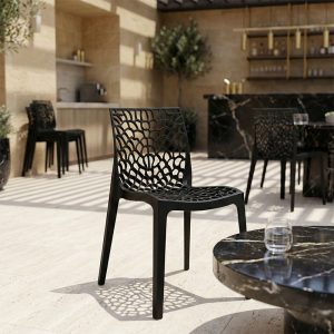 Καρέκλα στοιβαζόμενη Hush pakoworld pp σε μαύρη απόχρωση 41x53x80.5εκ