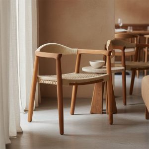 Πολυθρόνα Ganny pakoworld teak ξύλο και pe σχοινί σε φυσική απόχρωση 61x58x71εκ