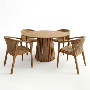 Τραπεζαρία Granny-Kenda I pakoworld σετ 5τεμ σε φυσική-μπεζ απόχρωση Φ120x75εκ