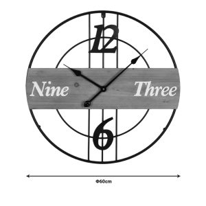 Ρολόι τοίχου Tabla Inart μέταλλο σε μαύρη απόχρωση 60x3x60εκ