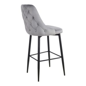 Σκαμπό μπαρ Zedna pakoworld γκρι βελούδο με μαύρα μεταλλικά πόδια 52x57x111εκ