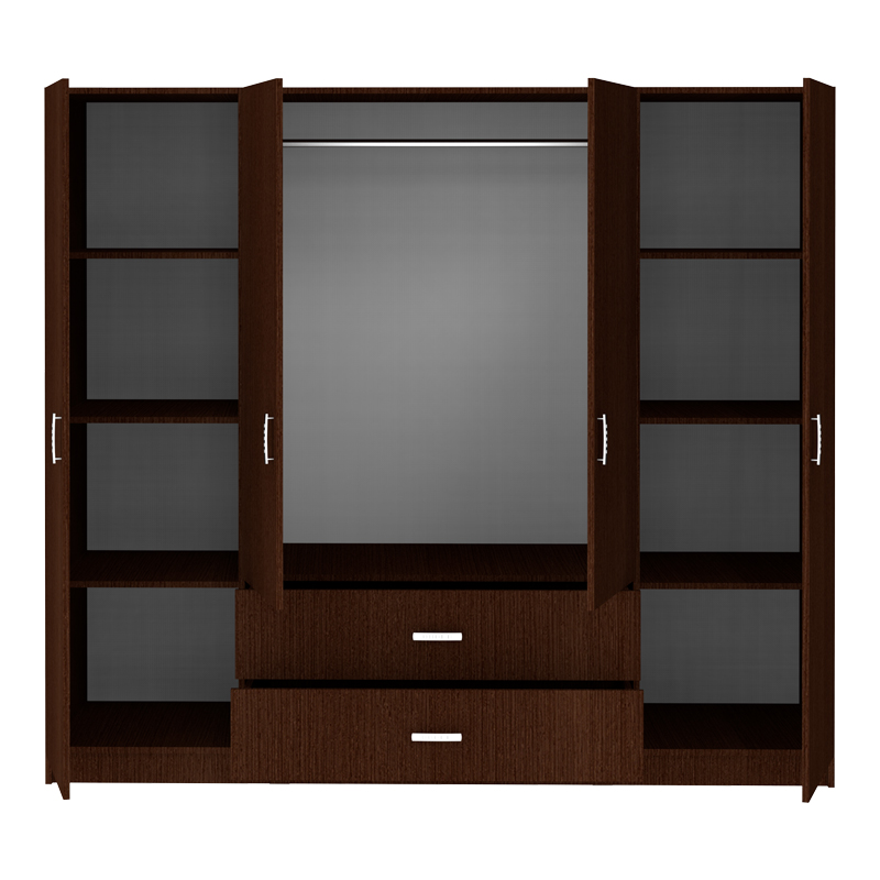 Ντουλάπα τετράφυλλη Royal pakoworld με συρτάρια wenge 200x58x177εκ - Image 3