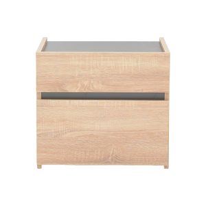 Κομοδίνο Comcie pakoworld σε φυσικό με γκρι απόχρωση 50x42x45.5εκ