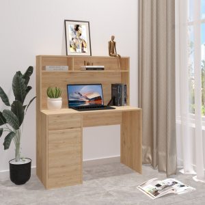 Γραφείο εργασίας Secreta pakoworld με ράφι σε oak απόχρωση 110x50x135εκ