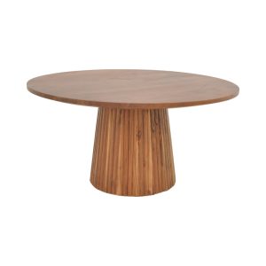 Τραπέζι σαλονιού Tully pakoworld μασίφ ξύλο ακακίας σε καρυδί απόχρωση Φ80x40εκ