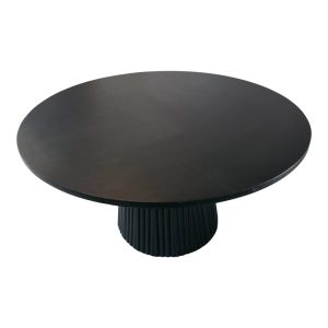 Τραπέζι σαλονιού Tully pakoworld μασίφ ξύλο ακακίας μαύρο Φ80x40εκ