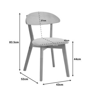 Καρέκλα Canon pakoworld rubberwood σε φυσική απόχρωση με γκρι μπεζ ύφασμα 43x52x83,5εκ