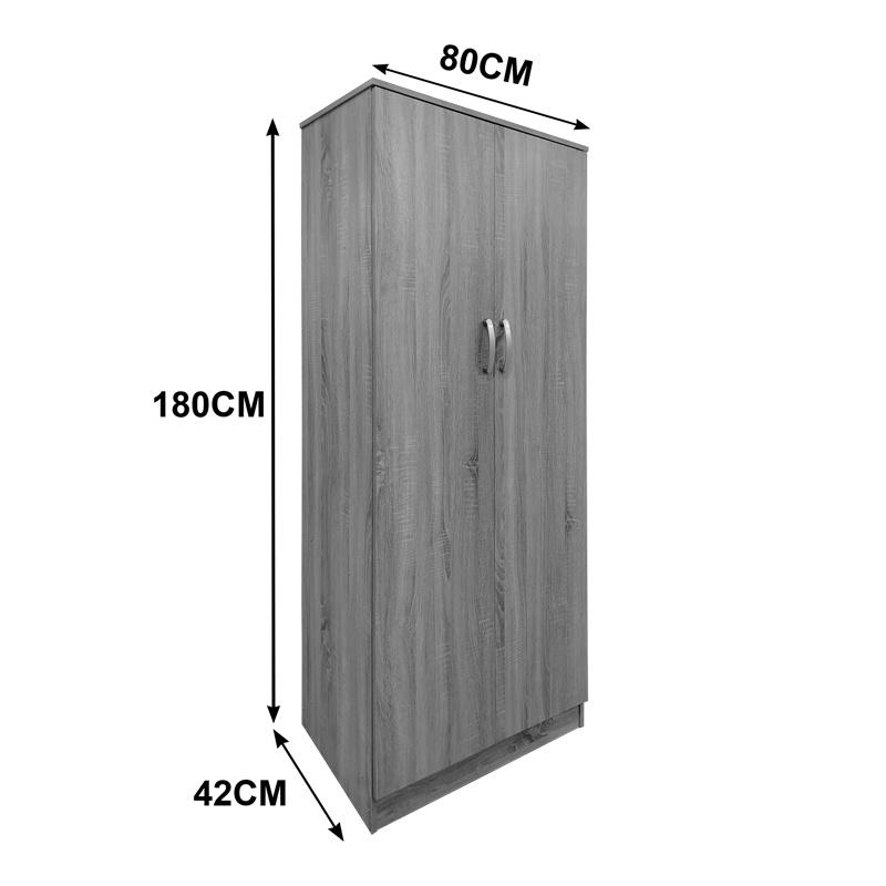 Ντουλάπα δίφυλλη Athos pakoworld σε wenge απόχρωση 80x42x180εκ - Image 4