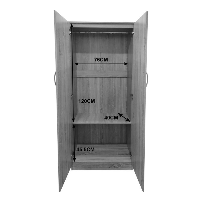 Ντουλάπα δίφυλλη Athos pakoworld σε wenge απόχρωση 80x42x180εκ - Image 5